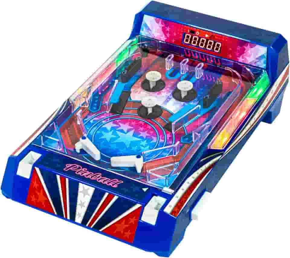 Merchant Ambassador Retro Arcade Electronic: Pinball - Jogo de mesa, amortecedores vibratórios, luzes LED, efeitos sonoros, 1 jogador, a partir de 6 anos