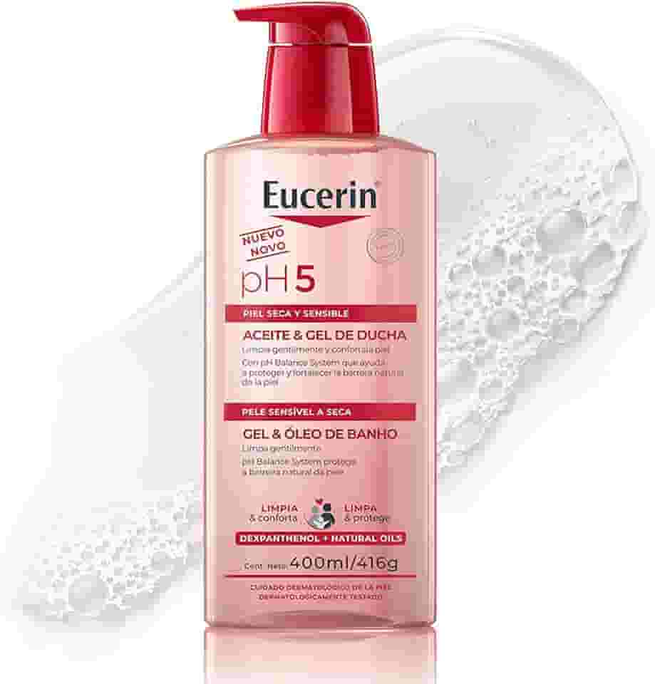 Eucerin PH5 Gel e Óleo de Banho 400ml - Limpa gentilmente e protege a barreira natural da pele