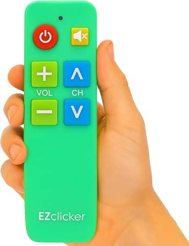 Controle remoto de TV Plus para idosos (verde) botão grande extra simples, funciona com as principais marcas de TV (2 pilhas AAA não incluídas)