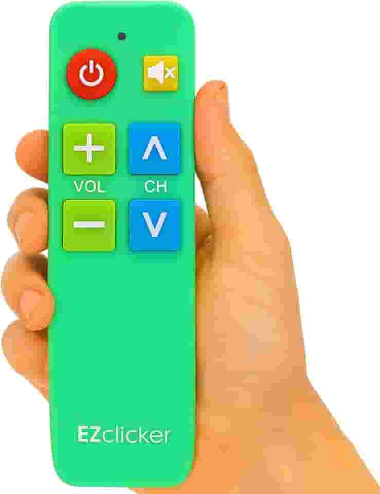 Controle remoto de TV Plus para idosos (verde) botão grande extra simples, funciona com as principais marcas de TV (2 pilhas AAA não incluídas)