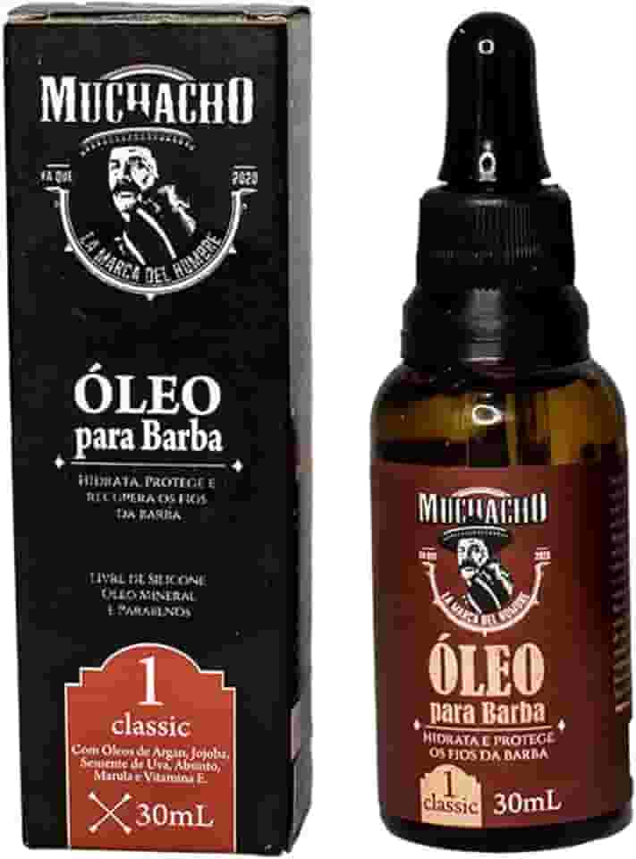 Muchacho - Óleo Para Barba Profissional Hidratante Classic - 30ml Hidratação e Maciez para sua barba