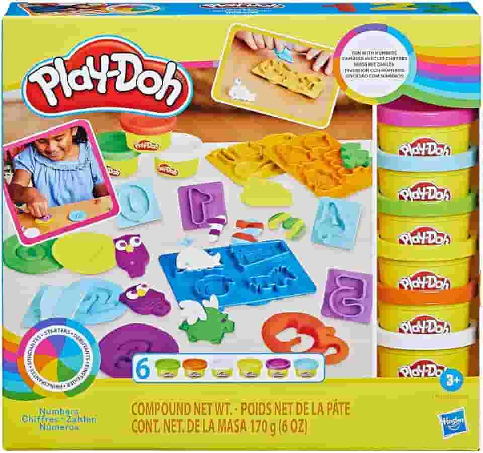 Play-Doh, Massinha de Modelar Infantil, Kit Inicial de Números - Conjunto de Brinquedo com Acessórios e 6 Potes - A partir de 3 Anos