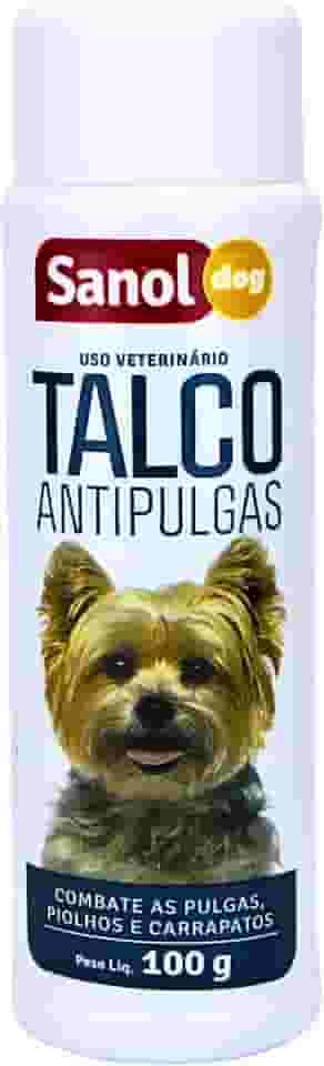 Sanol Dog Talco Para Pêlos De Cães Antipulgas 100 G Branco