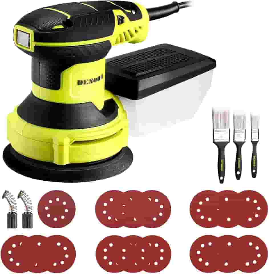 Lixadeira Profissional 350W Orbital Elétrica Lixamento 127V com Coletor de Pó Removível 3 escovas Velocidade Variável 125mm para Lixamento em Madeira e Metal