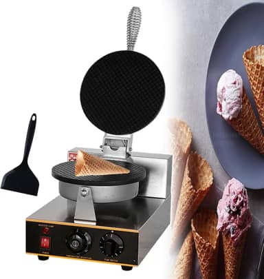 CNAOHGHN Máquina elétrica de fazer waffles com casquinha de sorvete de 1200 W,máquina de ferro para fazer casquinha de sorvete, temperatura de 50-250 ℃ e tempo de 0 a 5 minutos ajustáveis