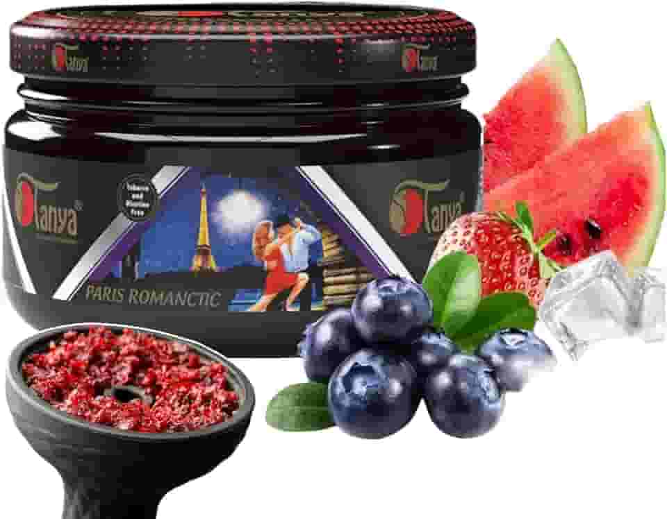 Tanya Herbal 100% livre de nicotina e tabaco Shisha sabor narguilé saco de 250 g (Paris Romantic)