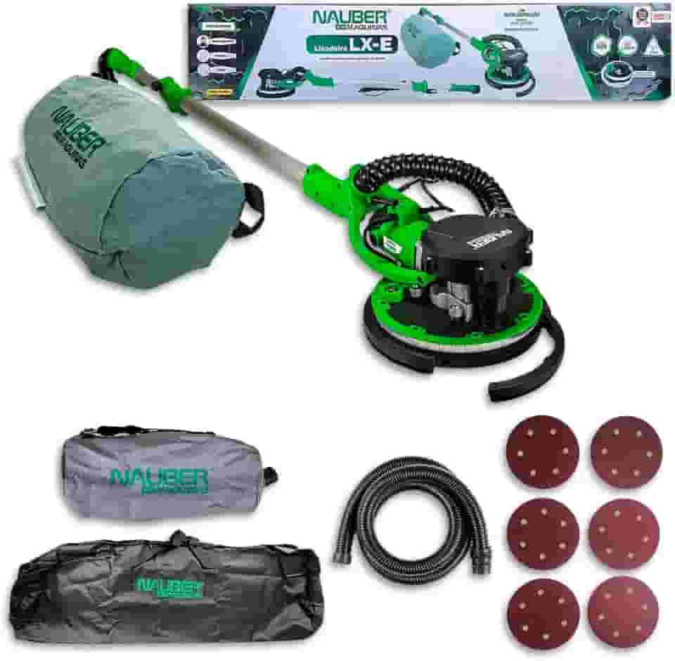 Lixadeira de Parede e Teto Elétrica Lx-e 850W 220v Nauber C/Aspirador Led Girafa Cor Verde e Preta 50/60Hz 2.300 PPS Profissional - 220V