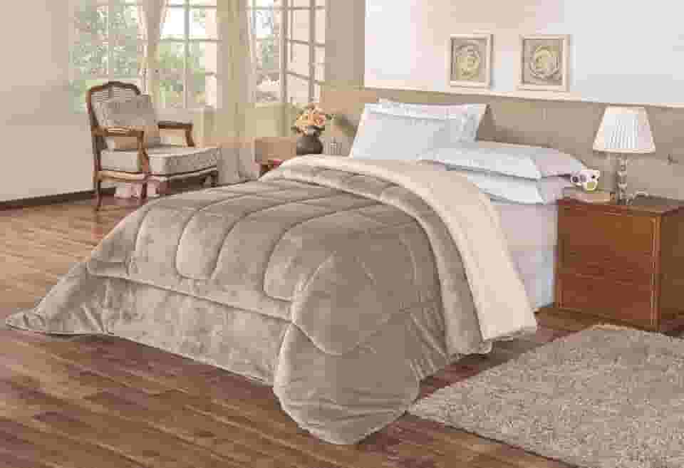 Coberdrom Sherpa Edredom Dupla Face Cobertor Manta Felpuda Liso Cama Casal Queen Cinza