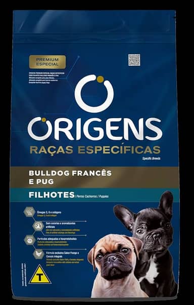 Adimax Ração Origens Raças Especificas Para Bulldog Francês E Pug Filhotes - 10 1Kg 13Mm Cada Grão