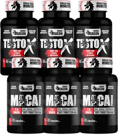 Kit 3x Maca Peruana 120 Cápsulas 2000mg Pura Premium Lepidium Meyenii Homens Mulheres Energia Resistência + 3x Vitaminas e Minerais X Black 60 Cáps Fonte de Calcio Rico em Zinco Niacina Magnesio