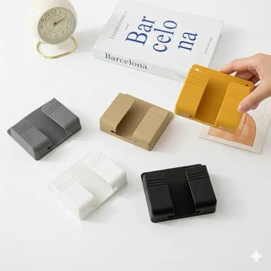 Suporte Prático Multiuso De Parede Para Celular Controle Remoto e Carregadores Fixação Autocolante Vem com Adesivo Porta Celular Para Carregar