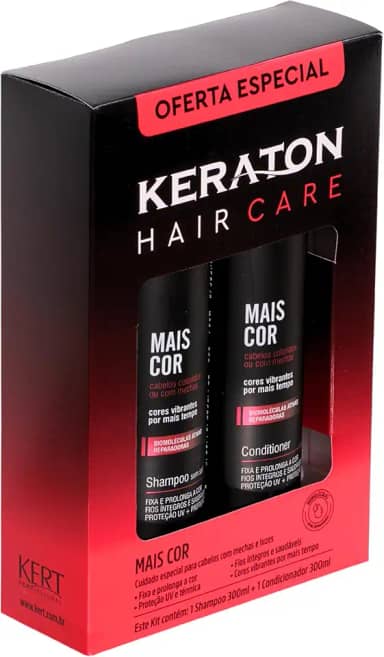 Keraton, Kit Shampoo & Condicionador, Mais Cor, Hair Care, 2 X 300ml, Preto