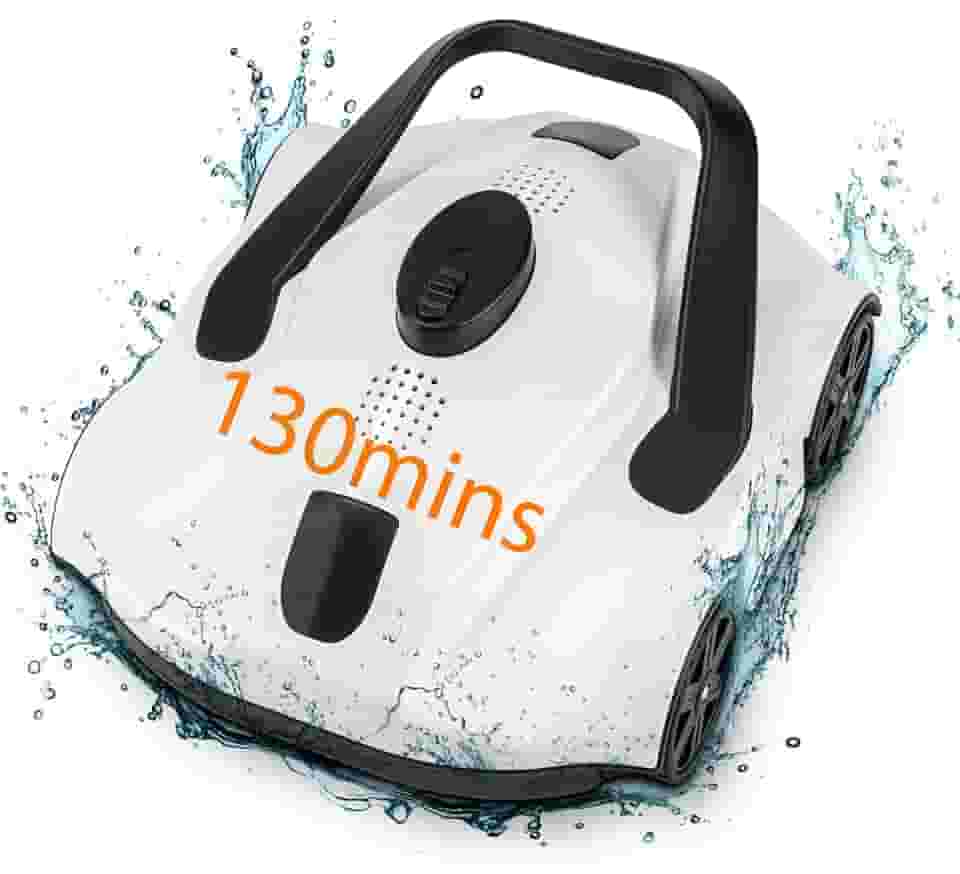Purificador de piscina robótico sem fio, aspirador de piscina SYANSPAN para uma piscina terrestre de 1076 pés quadrados com potente motor de sucção dupla, aspirador automático de piscina