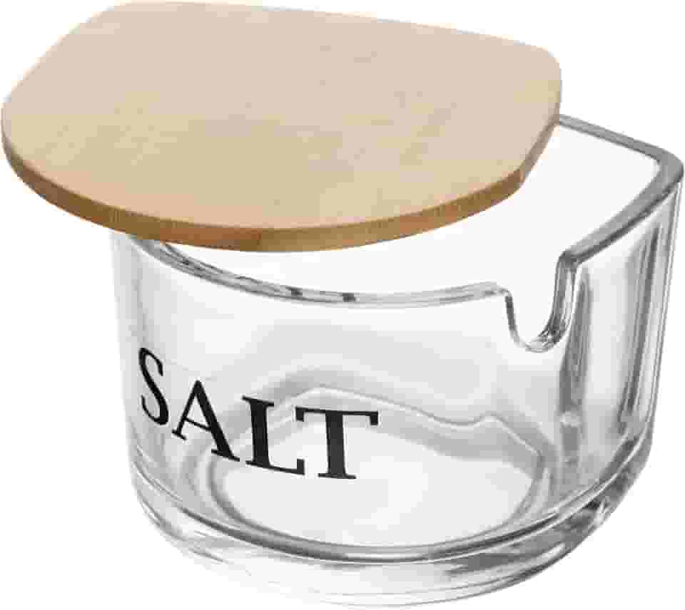 WOLFF - Saleiro de Vidro com Tampa de Bambu Basic 10cm x 10cm x 8cm