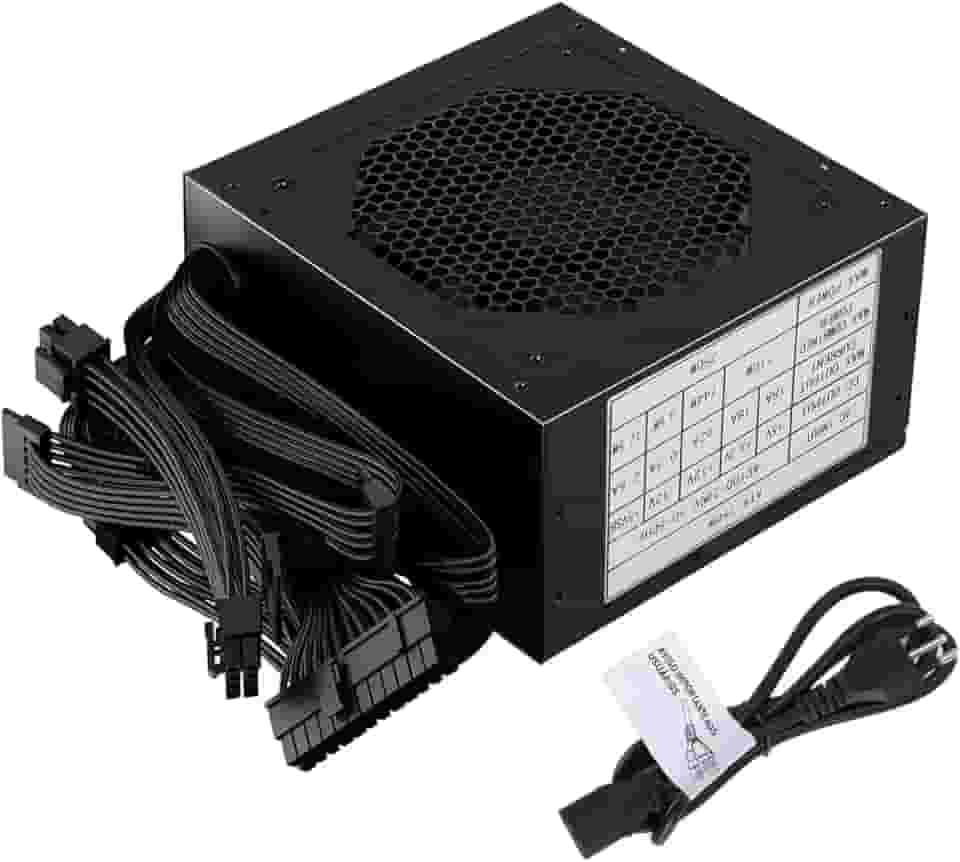 Hivento Fonte, 700W, ATX Não Modular Fonte PC, Certificação 80 Plus Bronze, PFC Ativo, Baixo Ruído, Acompanha Cabo de Energia, 110/240V, Cor Preta
