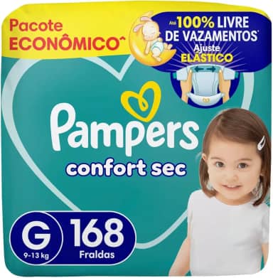 Fraldas Pampers Confort Sec G 168 Unidades, Pampers