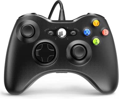 YAEYE Controlador com fio para Xbox 360, controlador de jogo para 360 com dupla vibração Turbo Compatível com Xbox 360/360 Slim e PC Windows 7,8,10,11 Preto