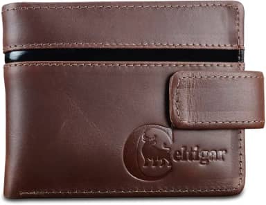 Carteira Masculina De Couro Legítimo Antifurto Bloqueio Rfid