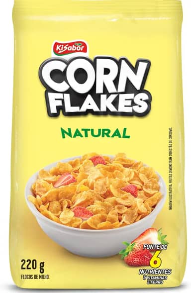 KiSabor Corn Flakes Tradicional Natural Cereal Matinal Kisabor 220 Gramas
