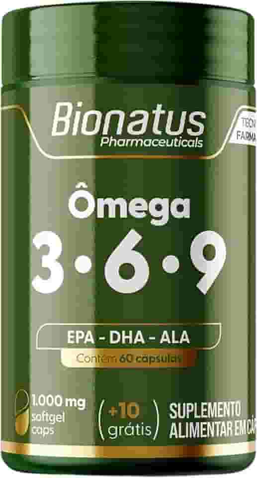 Bionatus, Ômega 3 • 6 • 9, Suplemento alimentar, Ômega 3 876mg, Ácido linoléico 662mg, EPA 120mg, DHA 120mg, Ômega 6 0,2g, Ômega 9 0,4g, 70 cápsulas • 35 doses, Verde
