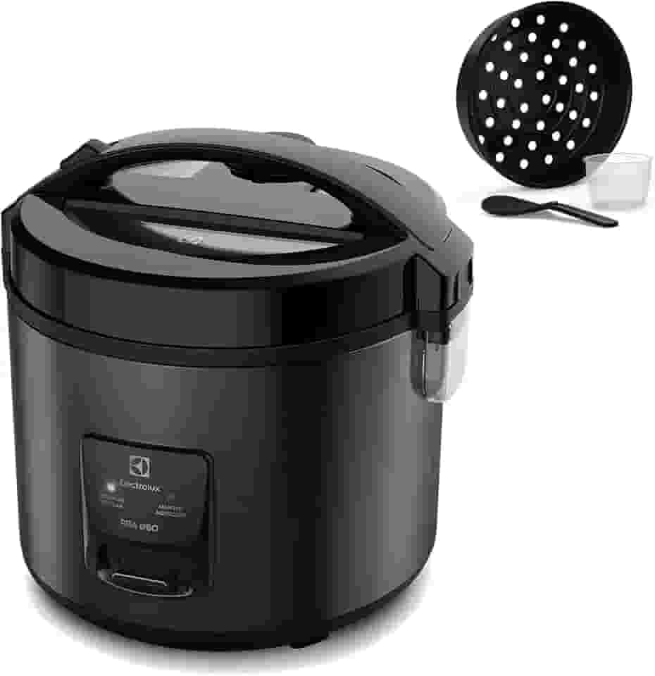Panela Elétrica Electrolux vapor arroz capacidade 3,5L 10 xícaras 2 em 1 timer panela removivel antiaderente tampa com visor transparente ERC30 inox 127v por Rita Lobo