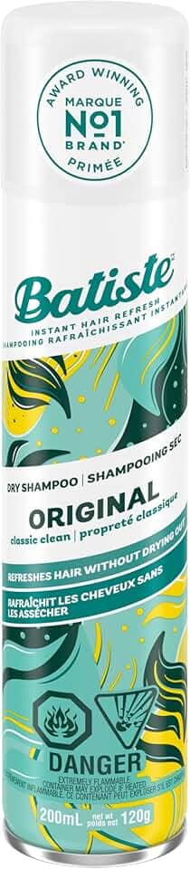 Batiste Shampoo a Seco Original 200ml - Remove Oleosidade, Refresca Rápido, Com Queratina, Livre de Sulfatos, Aroma Cítrico de Laranja e Bergamota, Cheiro Limpo e Refrescante - Produto Leve para Cabelos!