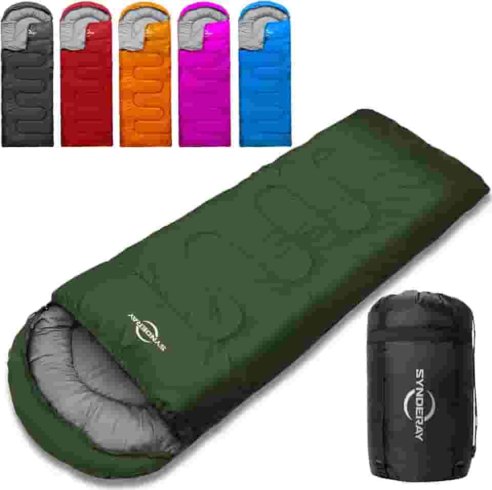 Synderay Sacos de dormir para adultos em clima frio e quente - Saco de dormir para mochila e acampamento para crianças de 10 a 12 anos, meninas, meninos - Compacto leve com saco de compressão para uso