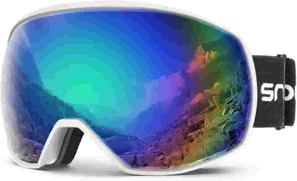 Óculos de esqui para homens e mulheres, OTG sobre óculos de neve óculos de snowboard com proteção UV, lentes duplas antiembaçantes para esqui e snowboard, 09 W-FK Green