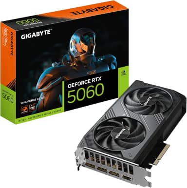 Gigabyte Placa gráfica GeForce RTX 5060 WINDFORCE OC 8G - 8GB GDDR7, 128bit, PCI-E 5.0, 2512 MHz Core Clock, 3 x DisplayPort, 1 x HDMI, GV-N5060WF2OC-8GD