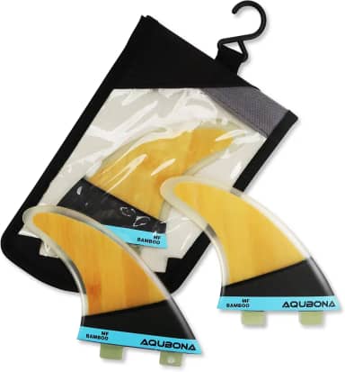 AQUBONA Barbatanas de fibra de vidro para prancha de surfe Dual Tab II AM FINS para surfe com saco de barbatana, tecla de aleta, várias cores (pequeno, médio, conjuntos grandes)