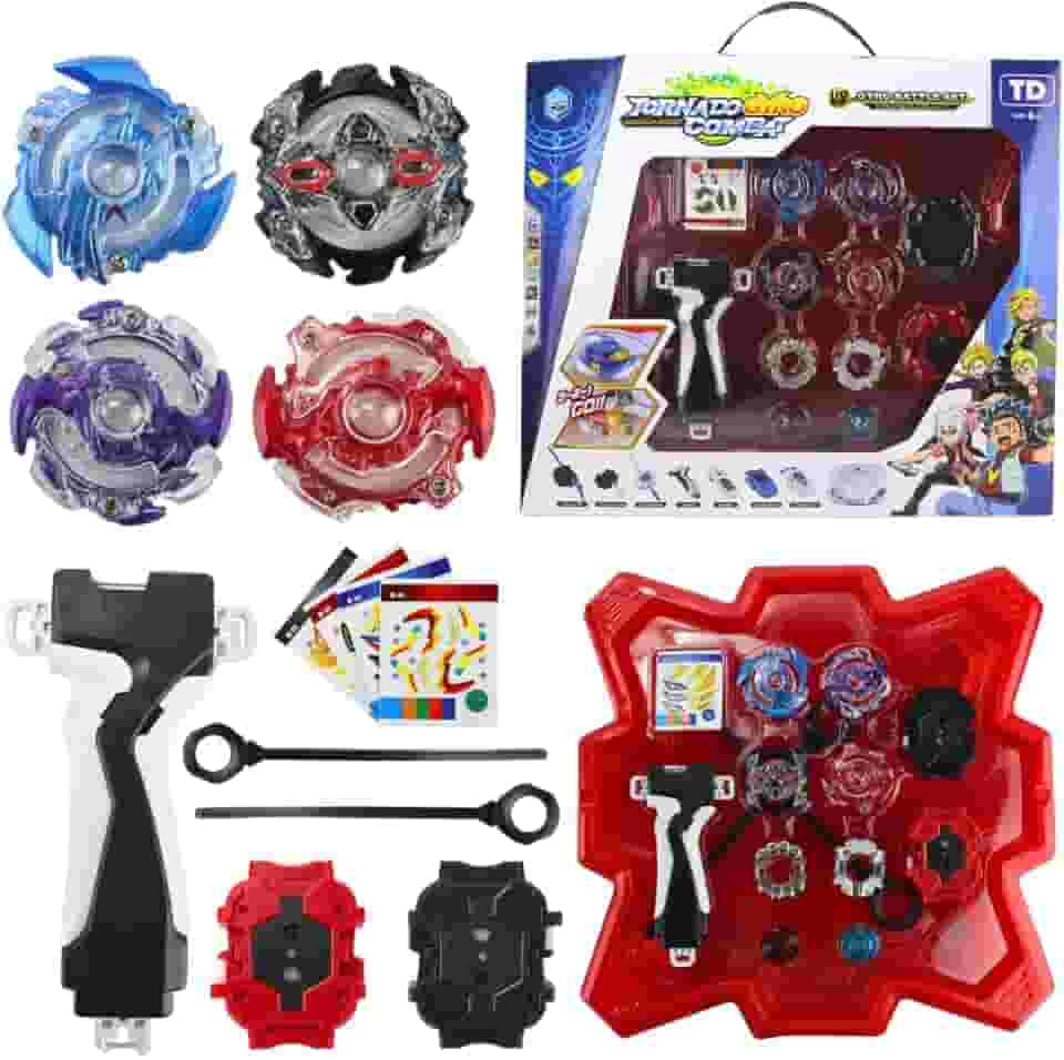 Genérico Kit Arena (34cm) Com 2 Piões de Metal 2 Lançadores 2 Cremalheiras Com Beyblade Brinquedo, Jogo de Pião para 3+ Anos