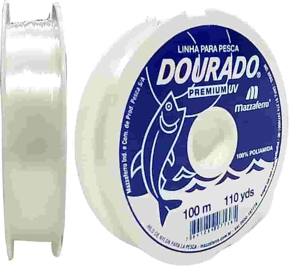 Linha de Pesca Dourado Premium UV, Monofilamento, 0,90mm, 100m, Transparente