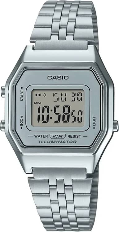Relógio de Pulso Casio Feminino Prata Vintage Digital LA680WA-7DF.