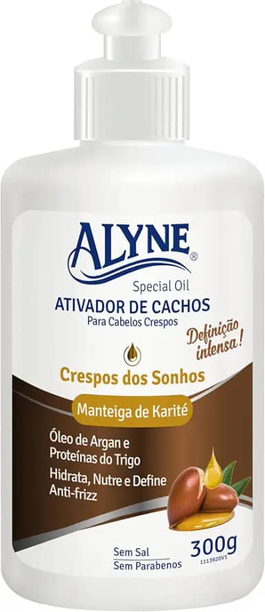 Alyne, Creme para pentear cabelo, Crespo dos sonhos, 300 g, Marrom