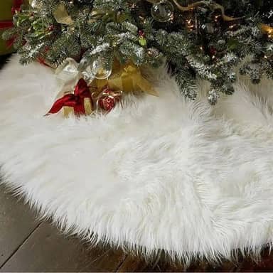Saia P/Arvore De Natal Pelúcia Pelo Alto 7cm Branco 90cm