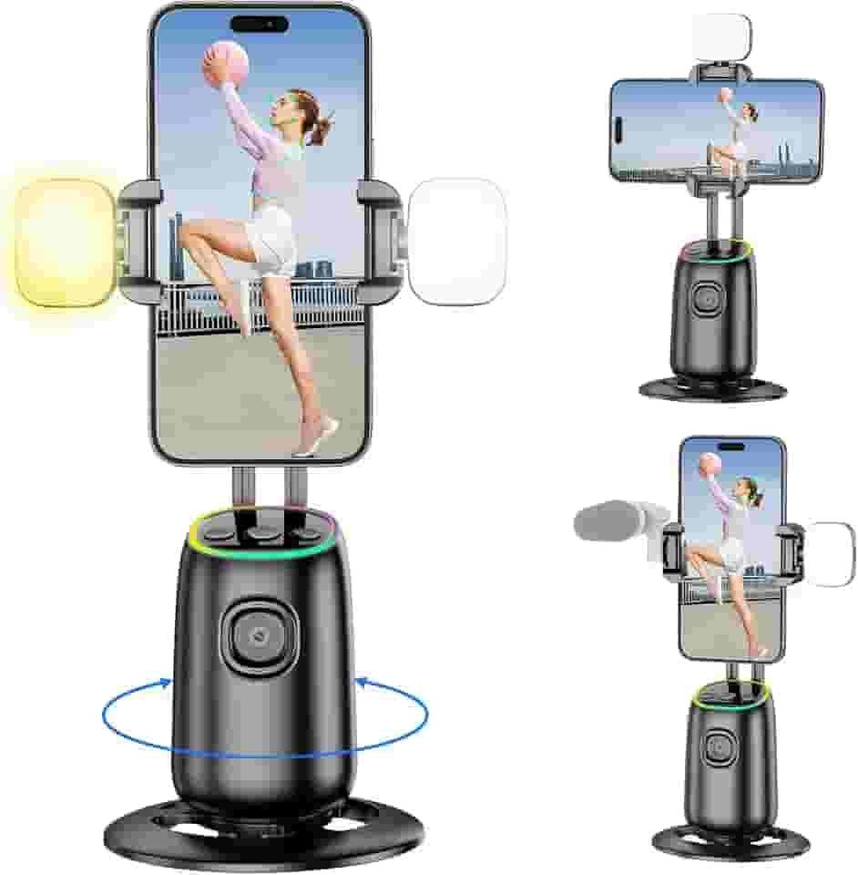 KOSCHEAL Suporte para Celular com Rastreamento Automático de Rosto - Tripé com Rotação de 360°,Controle Remoto e Gestos,Sem Aplicativo Necessário,Compatível com tripés para Vlog e FaceTime