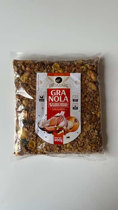Granola Salgada com Cereais e Castanhas - Biomass, Vegana, Sem Conservantes - 400g