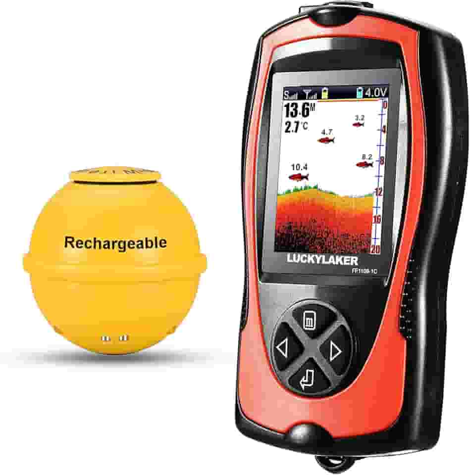 LUCKYLAKER Sonar Kayak Fish Finder Portátil Água Portátil Localizador de Profundidade Transdutor de Barco Localizador de Peixes Sem Fio Tela LCD Mar Pesca