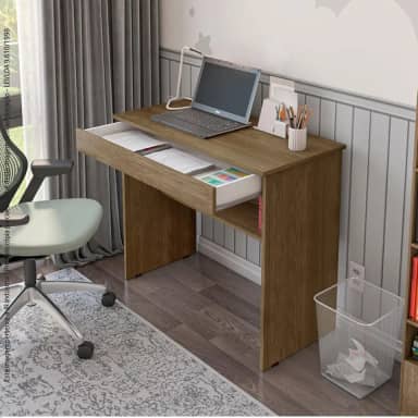 Mesa de Escritório com 01 Gaveta para Notebook e Computador Vitória (Freijó)