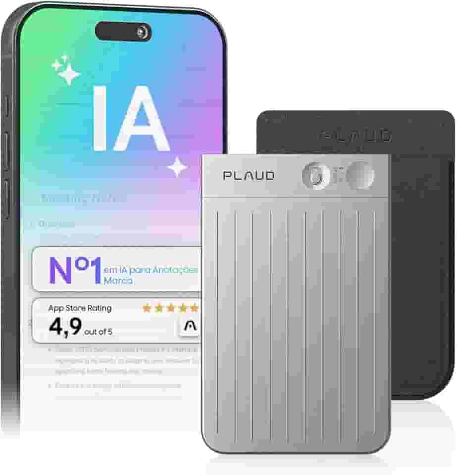 Gravador de voz com IA, gravador de áudio Plaud Note c/capa, controle de aplicativo, transcrição e resumo com tecnologia de IA, suporte a 112 idiomas, 64GB, para aulas, reuniões, chamadas