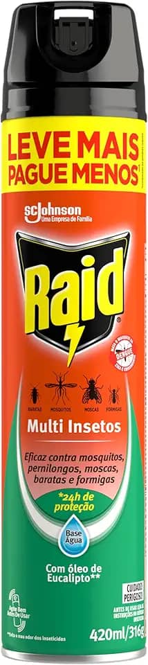 Raid Inseticida Aerosol Multi Insetos Eucalipto Leve Mais Pague Menos 420ml