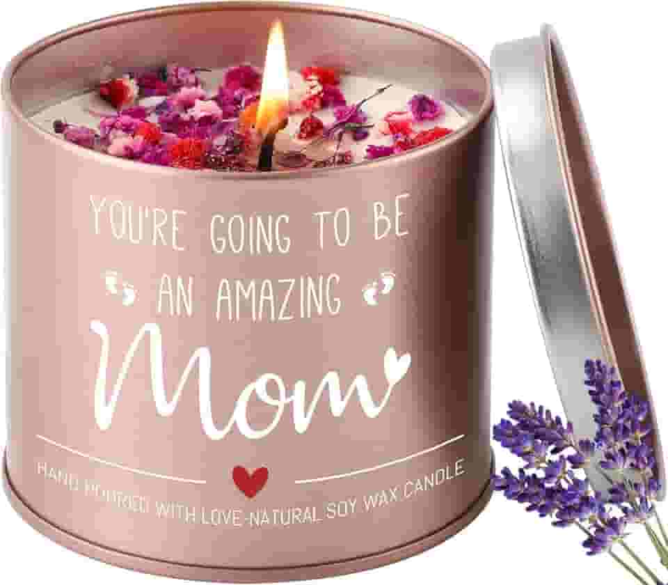 HITHESPO Presentes para mulheres grávidas, presente engraçado para mamãe para mamãe, presente para grávidas, presente para mães pela primeira vez, parabéns pela gravidez, vela perfumada de lavanda