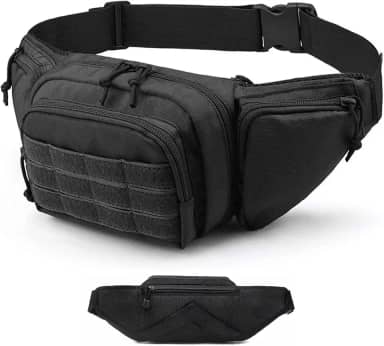 Pochete tática para homens, pochete de tecido Oxford 800D para homens, pochetes masculinas para caminhadas, escalada, pesca, ciclismo, caça, pochete tática de transporte oculto ajustável