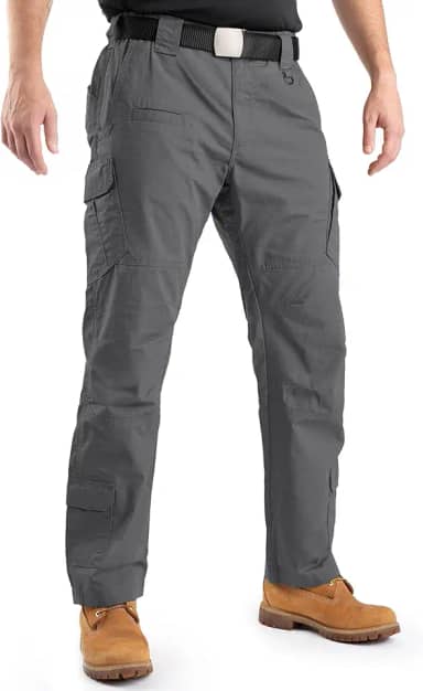 Calça cargo masculina elástica tática – Ripstop, resistente à água, com 9 bolsos para uso ao ar livre e no campo