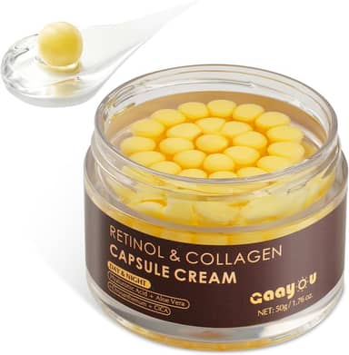 Creme de cápsula de colágeno de retinol profundo - creme de retinol para rosto, antienvelhecimento, dia e noite, hidratante facial com ácido hialurônico para toda a pele, firme, rugas