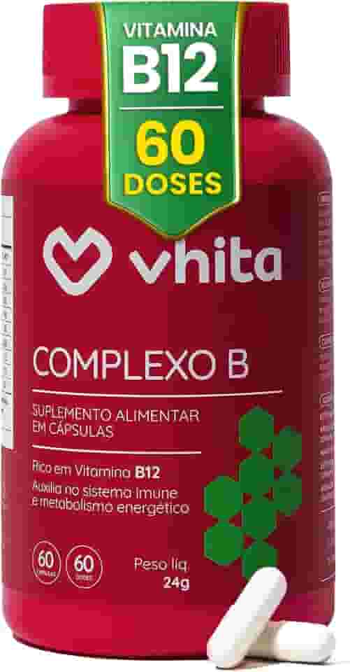 Vhita Complexo B, Suplemento Alimentar com Vitaminas B1, B2, B3, B5, B6, B7, B9 e B12, Rico em Vitamina B12, Manganês, 60 Cápsulas