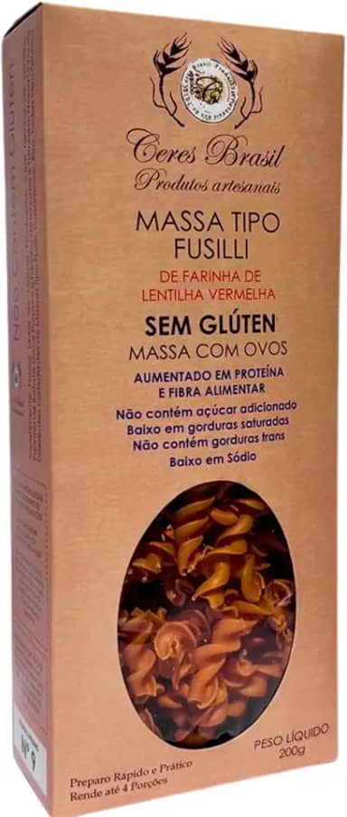 Macarrão Fusilli de Lentilha Vermelha Sem Glúten Ceres 200g