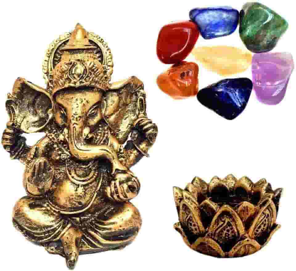 Combo Estátua de Ganesha + Castiçal + Pedras dos Chakras