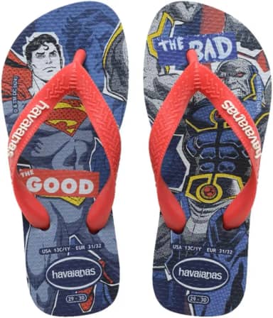 Chinelo Havaianas Infantil Kids Heróis Super Homem Menino (Azul Marinho, BR, Criança de 4 a 8 anos, Faixa Numérico, M, 27, 28)