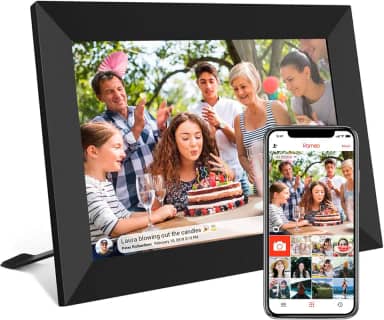 Porta-retrato digital inteligente FRAMEO Wi-Fi com tela sensível ao toque de 10,1', painel LCD IPS 1280 x 800, rotação automática de retrato e paisagem, memória de 32 GB, compartilhe pelo app Frameo
